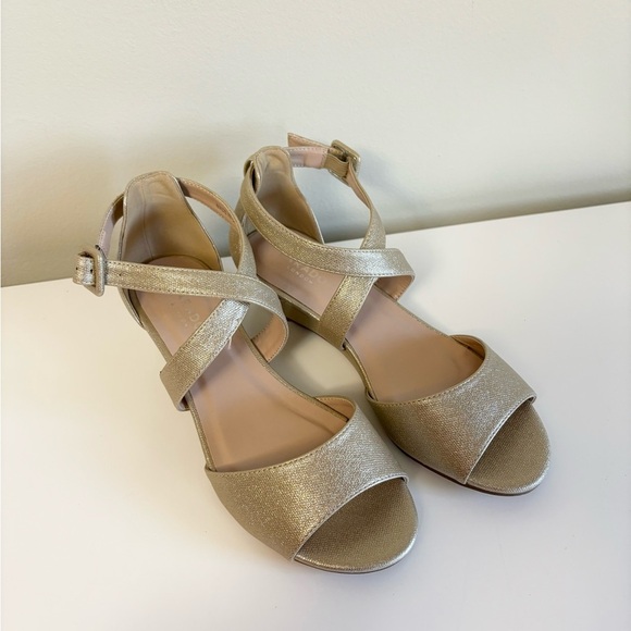 Paradox London Jagger Champagne gold shimmer size 8 new wedge heel - Picture 2 of 6